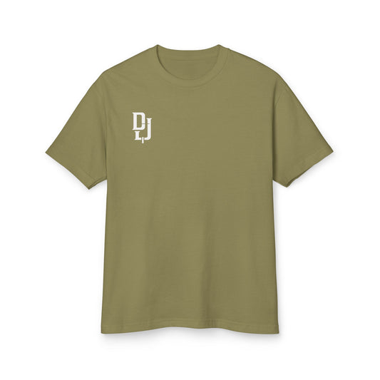 DLJ Monogram Tee | Minimal Back Logo, Cream Cotton Shirt