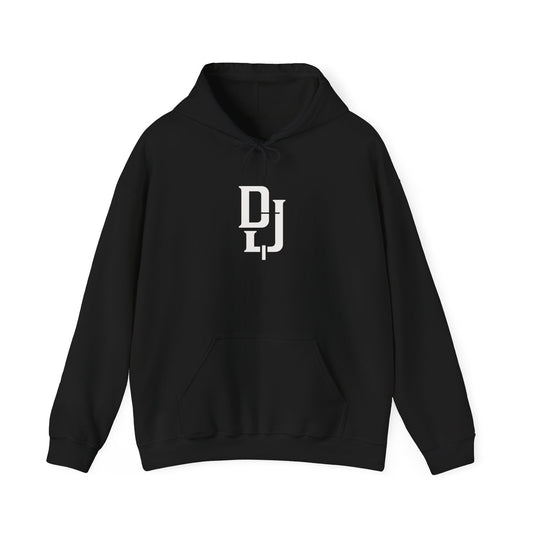 DLJ Monogram Hoodie | Minimal Logo Back Print, White Pullover
