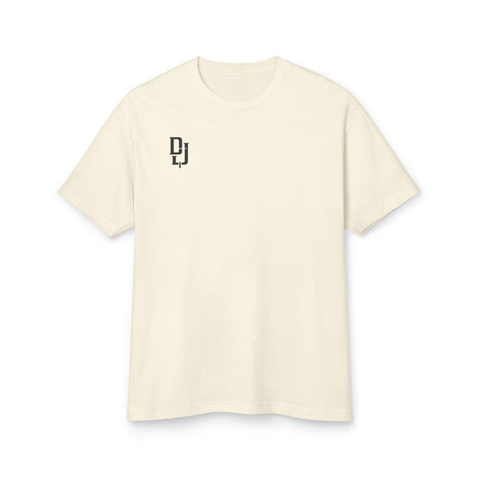 DLJ Monogram Tee | Minimal Back Logo, Cream Cotton Shirt